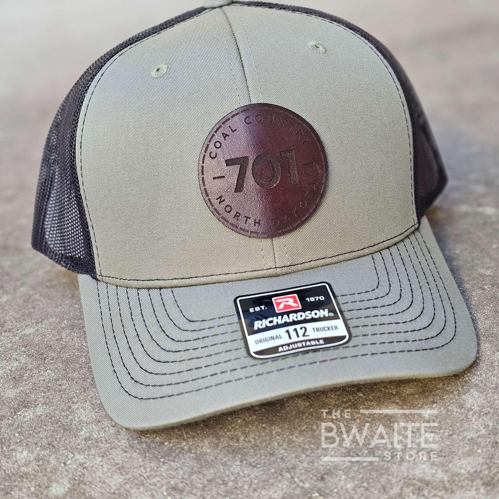 North Dakota 701 Trucker Hat: Richardson 112 Leather Patch Snapback
