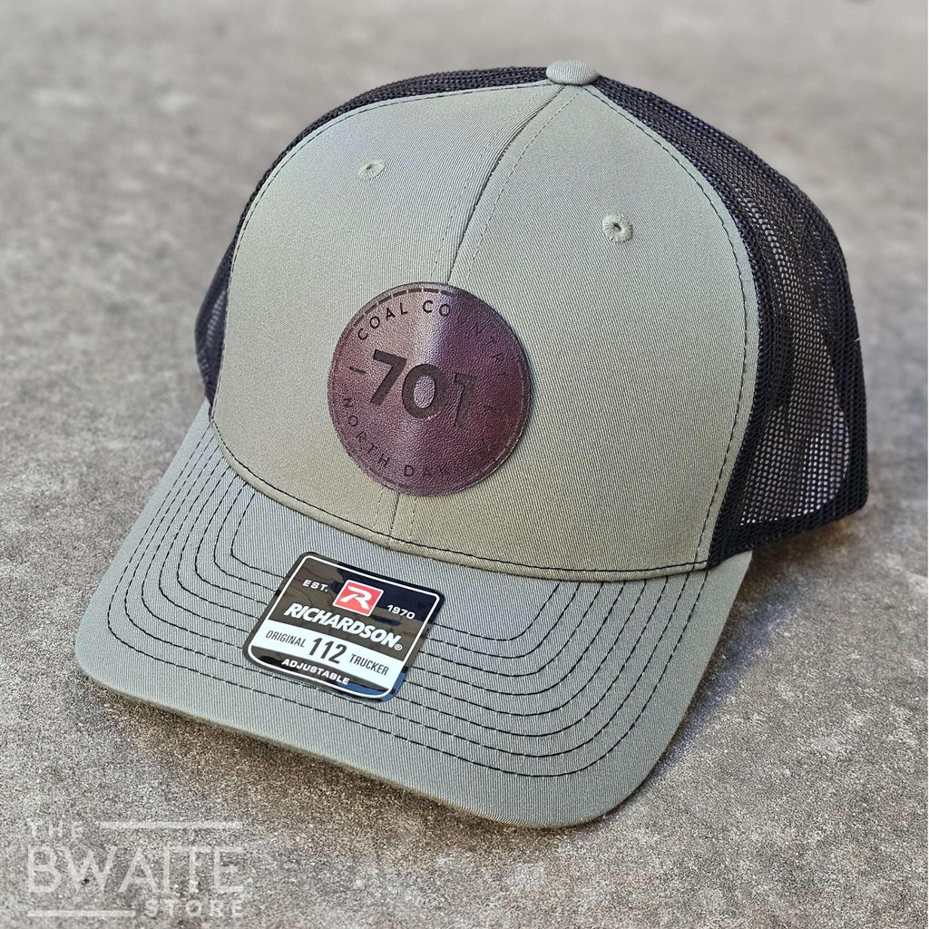 North Dakota 701 Trucker Hat: Richardson 112 Leather Patch Snapback