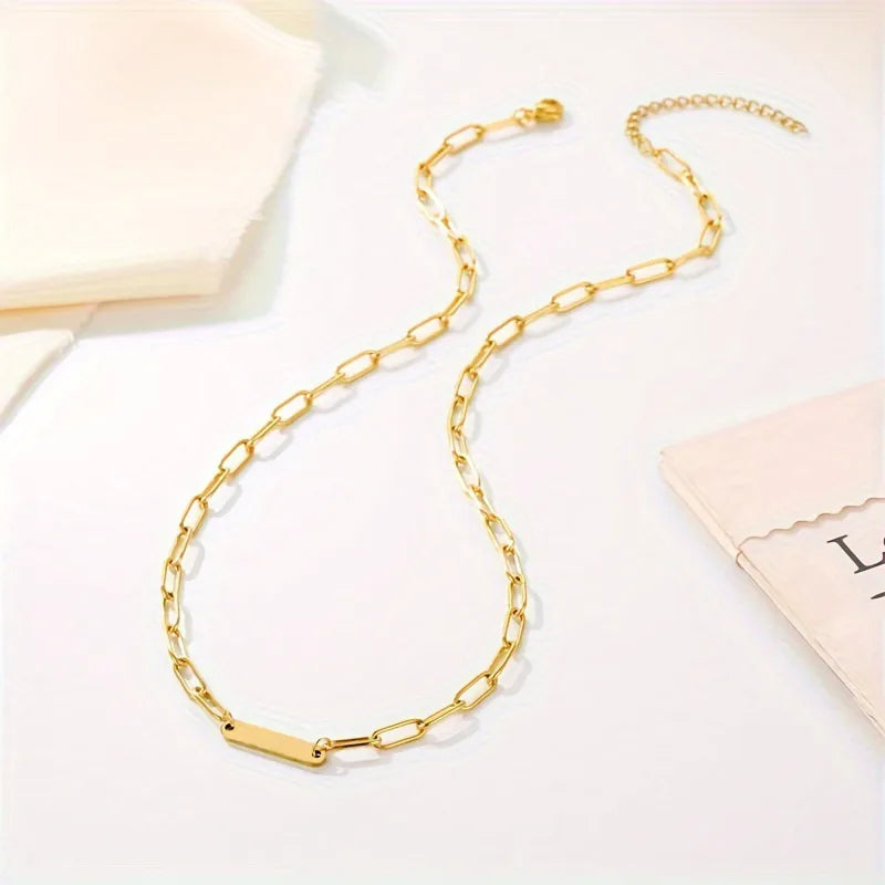 Bar Paperclip Chain Necklace