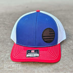 USA Flag Leather Patch R112 Snapback Trucker Hat