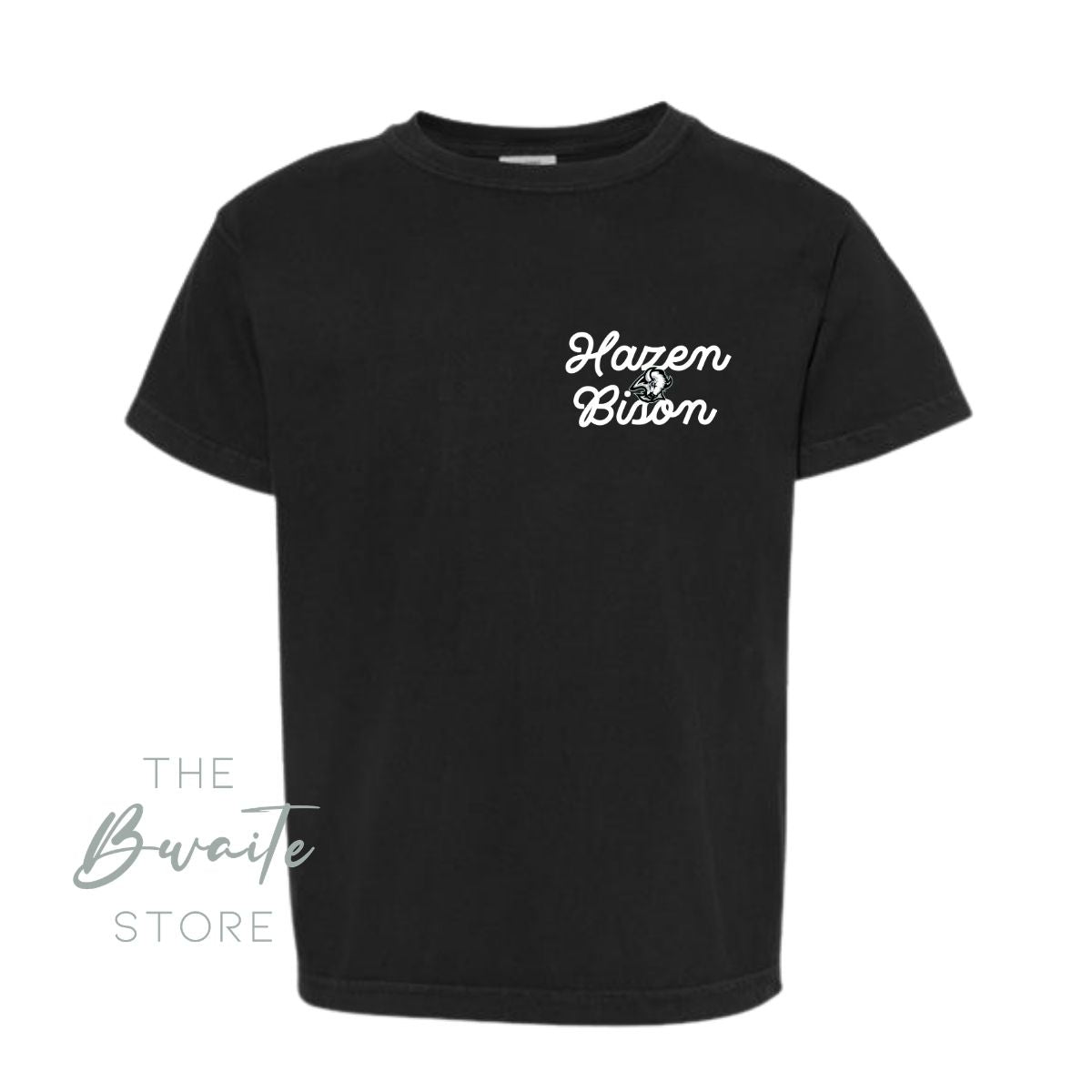 HB BISON RETRO CHEST DESIGN BLACK CC TSHIRT YOUTH + ADULT : PREORDER