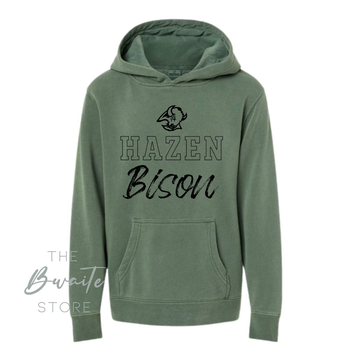 HAZEN BISON Pigment Dyed Hoodie YOUTH : PREORDER