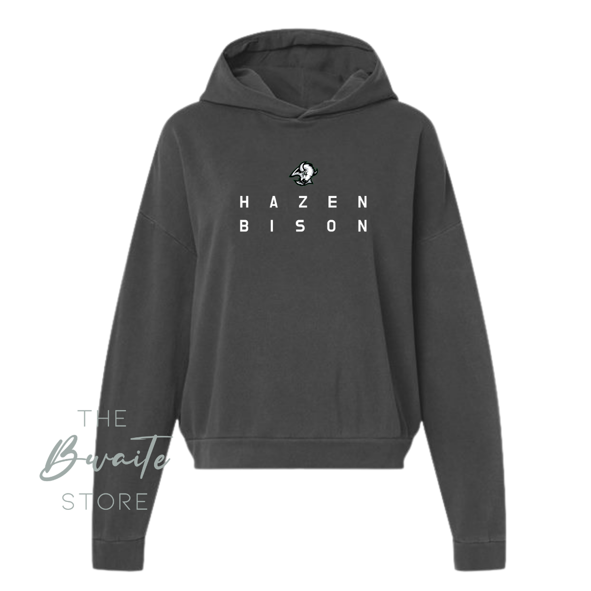 HAZEN BISON WOMEN'S BOXY FIT CREWNECK/HOODED SWEATSHIRT : PREORDER