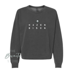 HAZEN BISON WOMEN'S BOXY FIT CREWNECK/HOODED SWEATSHIRT : PREORDER