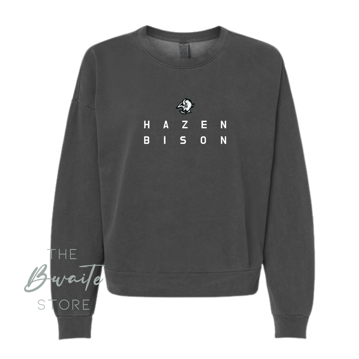 HAZEN BISON WOMEN'S BOXY FIT CREWNECK/HOODED SWEATSHIRT : PREORDER