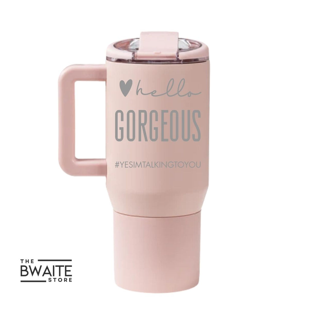 Hello Gorgeous Dusty Rose Coffee Traveler